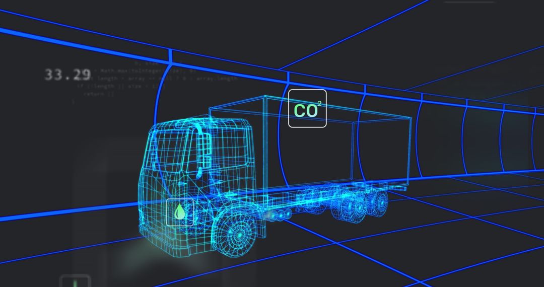 Digital Car Interface Over 3D Truck Model with Data Processing Visualization - Free Images, Stock Photos and Pictures on Pikwizard.com