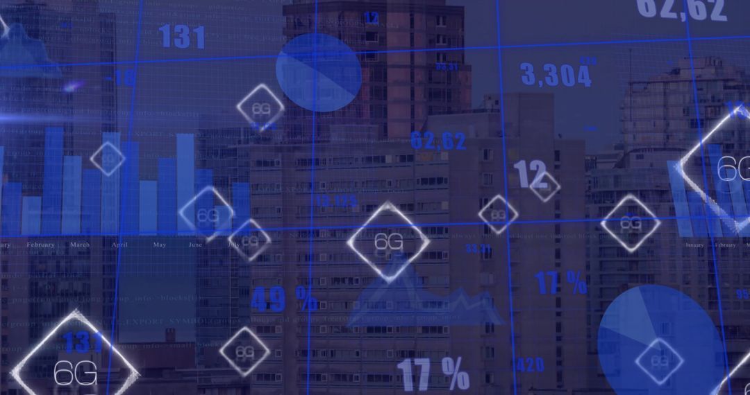 Digital 6G Data Visualization Over Urban Night Skyline