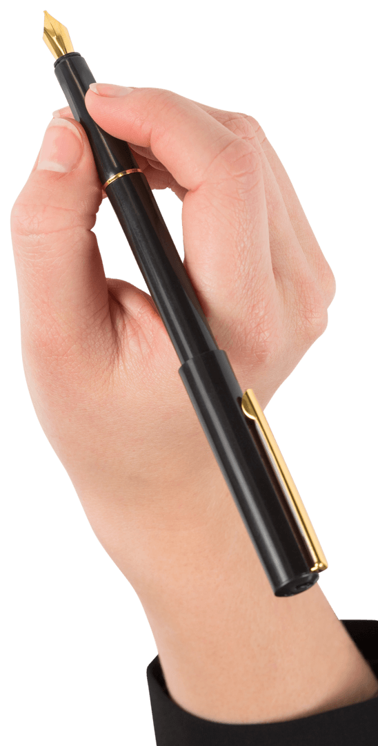 Transparent View of Hand Holding Luxury Fountain Pen