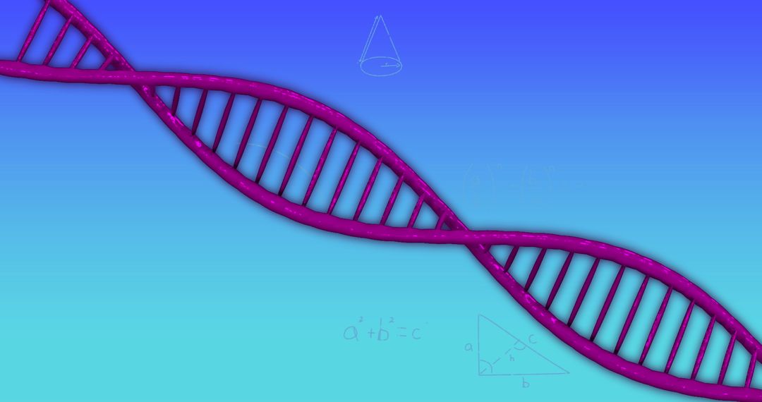 Intertwined DNA and Mathematical Formulas on Gradient Background