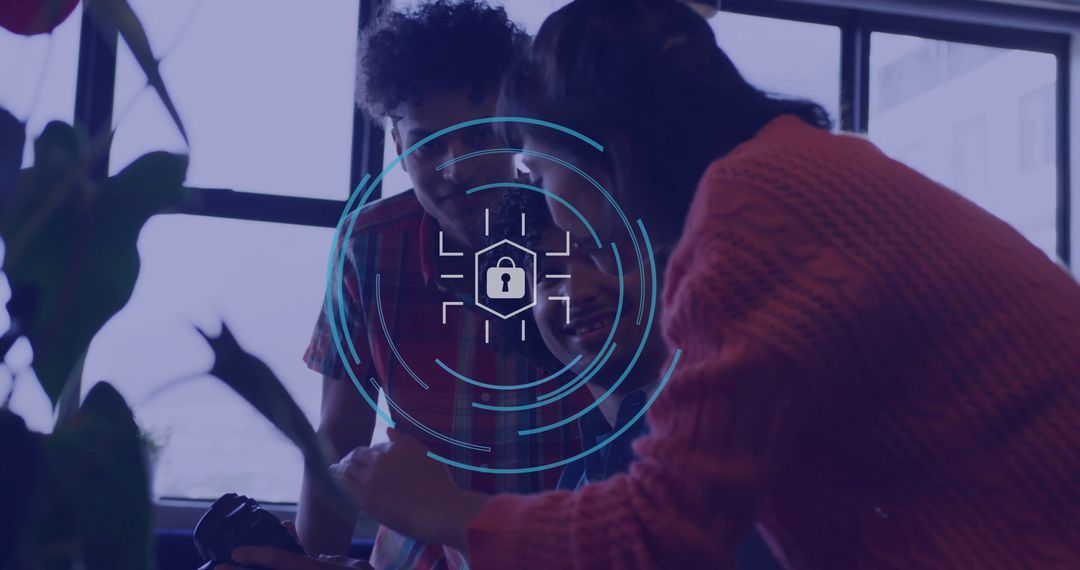 Mother and Son Collaborating on Photography in Home Studio