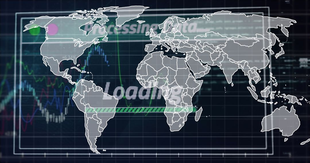 futuristic global data processing display with digital map overlay - Free Images, Stock Photos and Pictures on Pikwizard.com