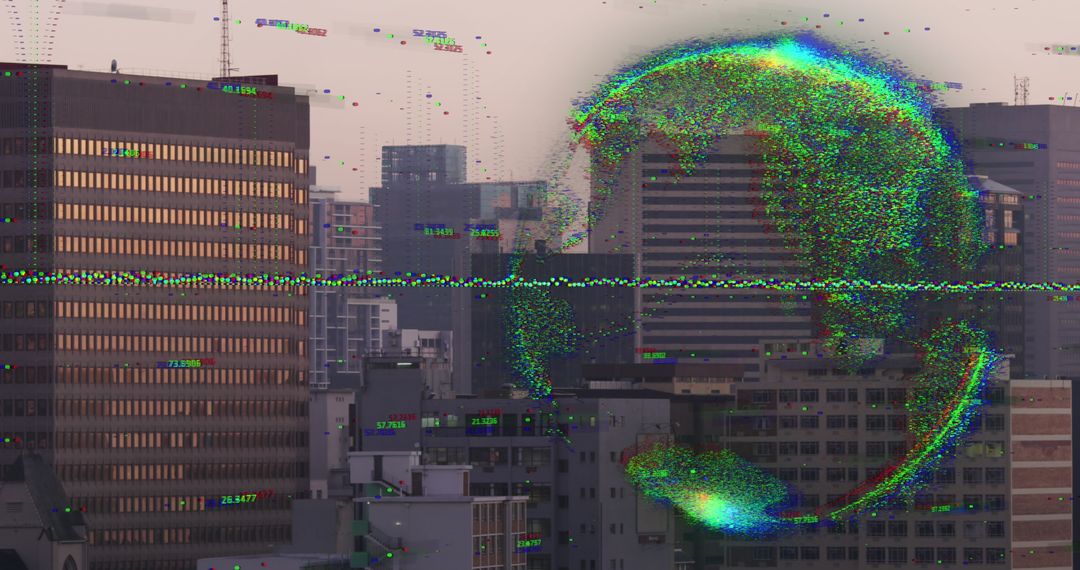 Digital Globe Overlapping Cityscape Illustrates Global Networking