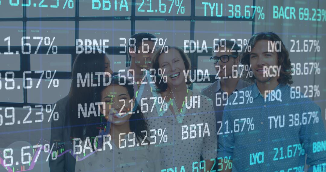 Financial Data Displayed Over Diverse Business Team