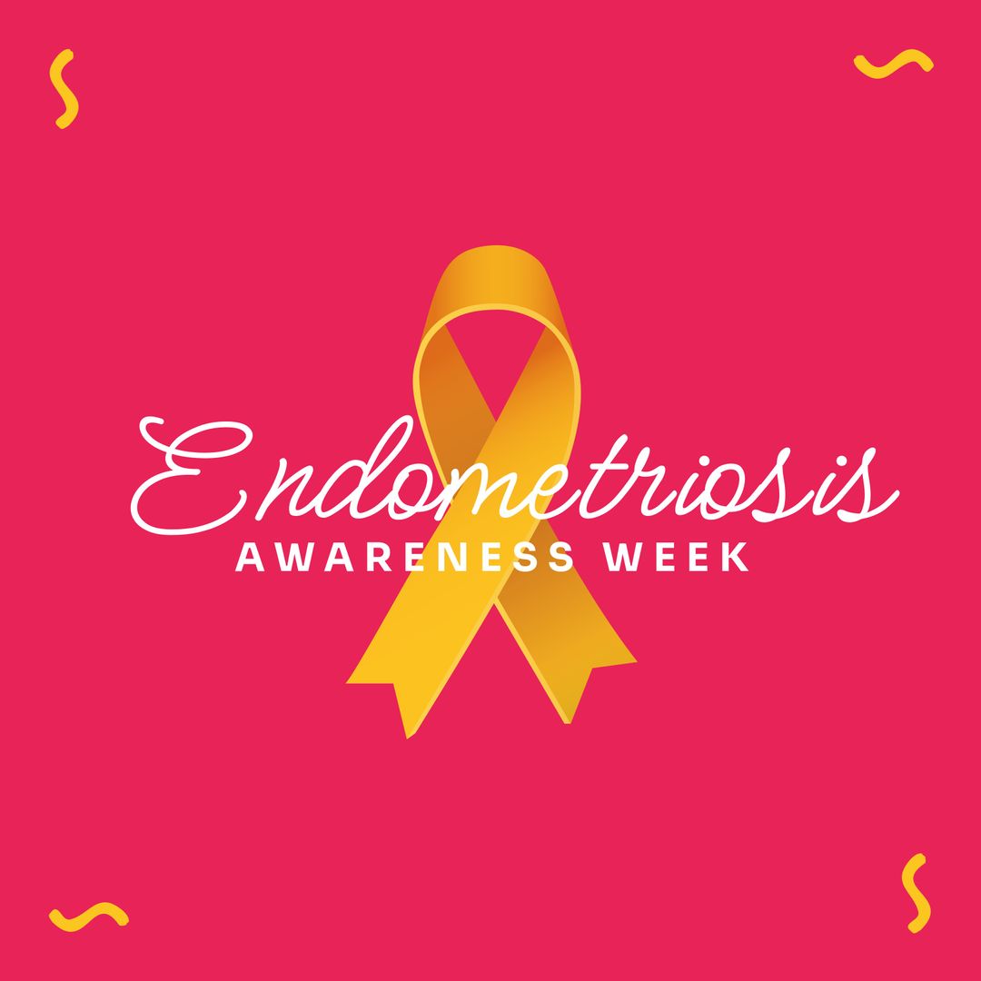Endometriosis Awareness Concept with Yellow Ribbon and Text