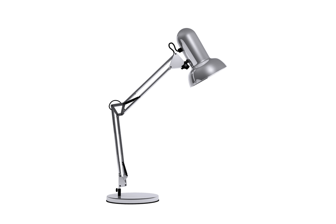 Modern Metallic Desk Lamp on Transparent Background