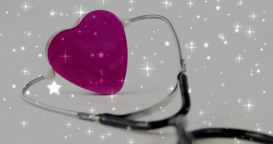 Heart Health Metaphor with Stethoscope and Sparkling Stars