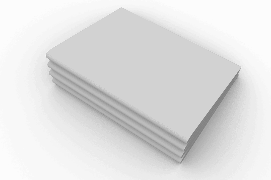 Stack of Blank White Pages on Transparent Background