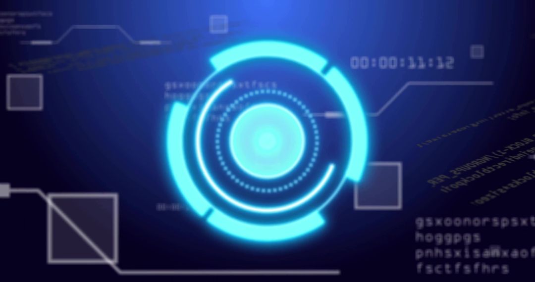 Futuristic HUD Interface with Blue Neon Technology Display
