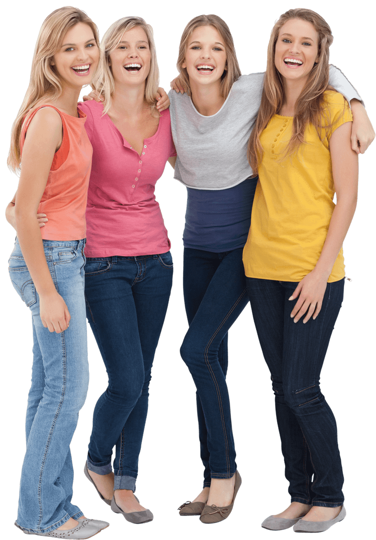 Group of Happy Friends Smiling in Casual Outfits Transparent