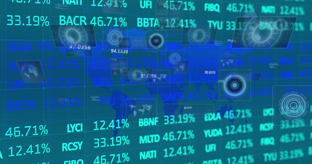 Digital Data Processing on Blue Background