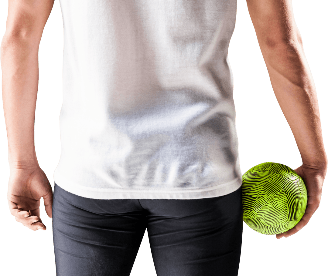 Transparent View Athletic Man Holding Sports Ball