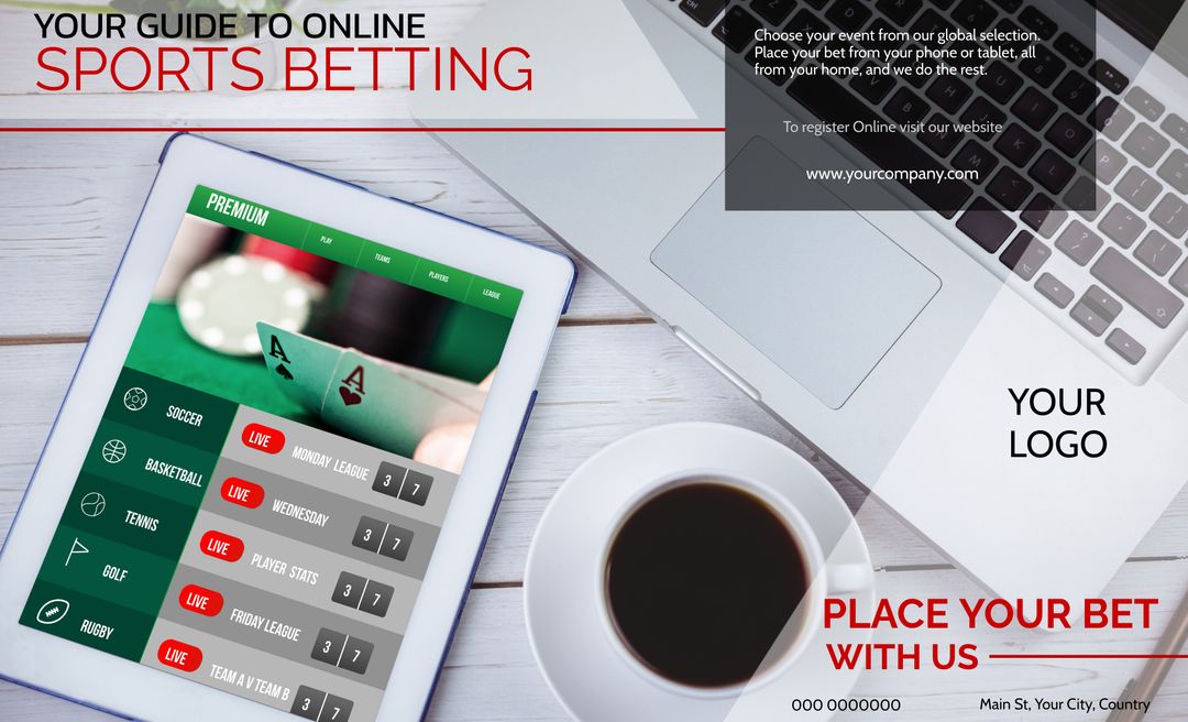 Digital Sports Betting App on Tablet for Online Gambling Promotion