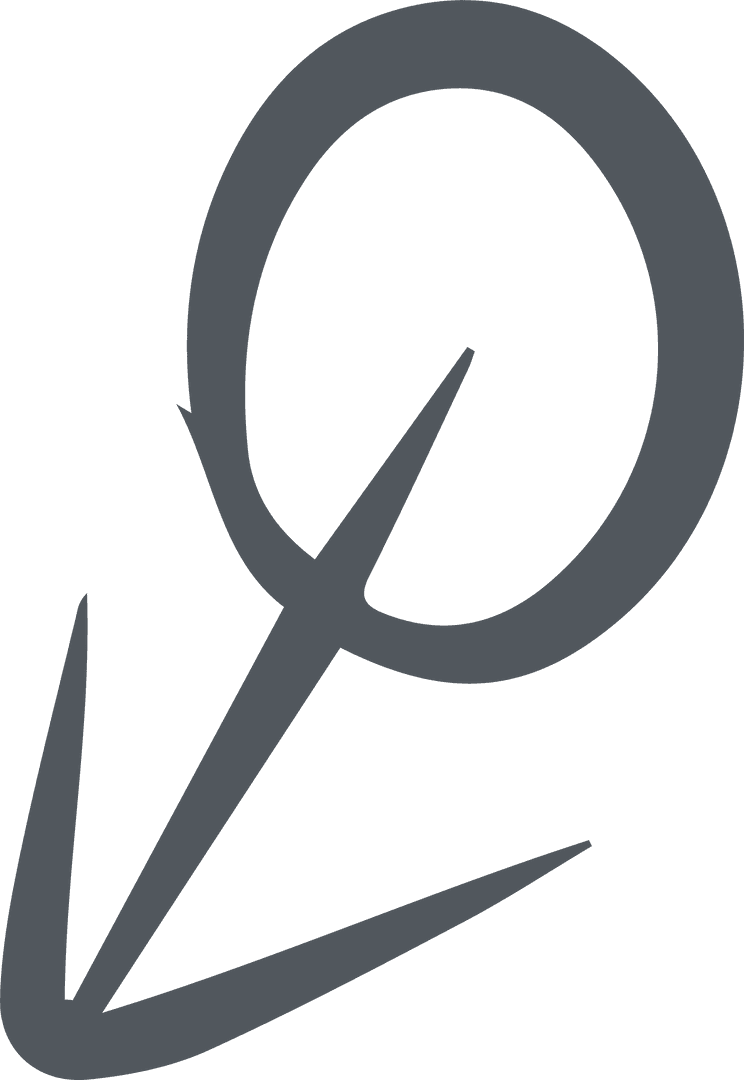 Abstract Gray Q Arrow Icon on Transparent Background