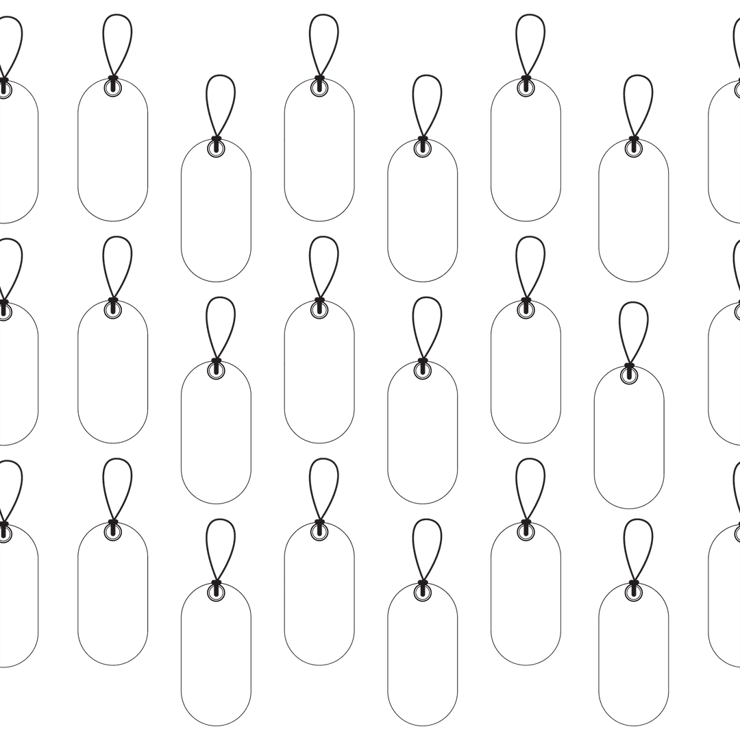 Seamless Black Dog Tag Pattern on Transparent Background