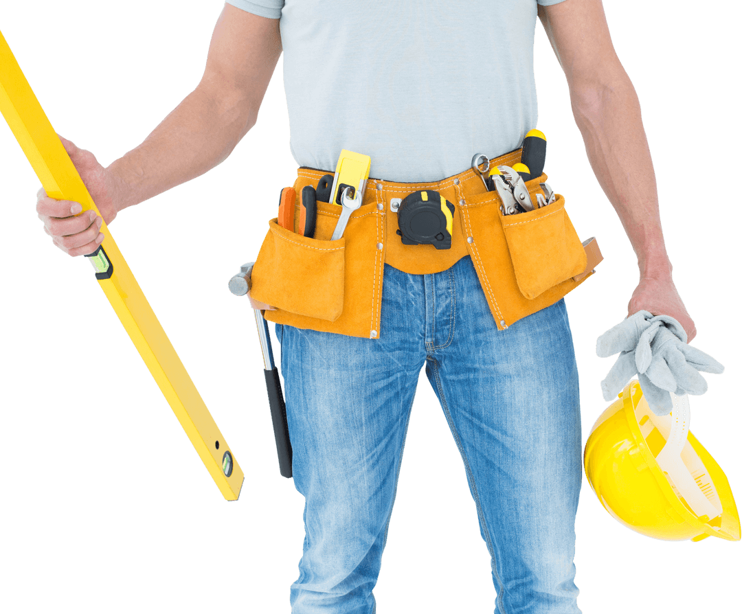 Transparent Background Repairman with Tools and Hardhat