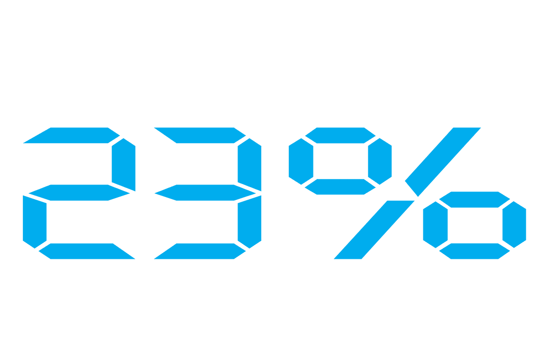 Blue 23 Percent Digital Number on Transparent Background