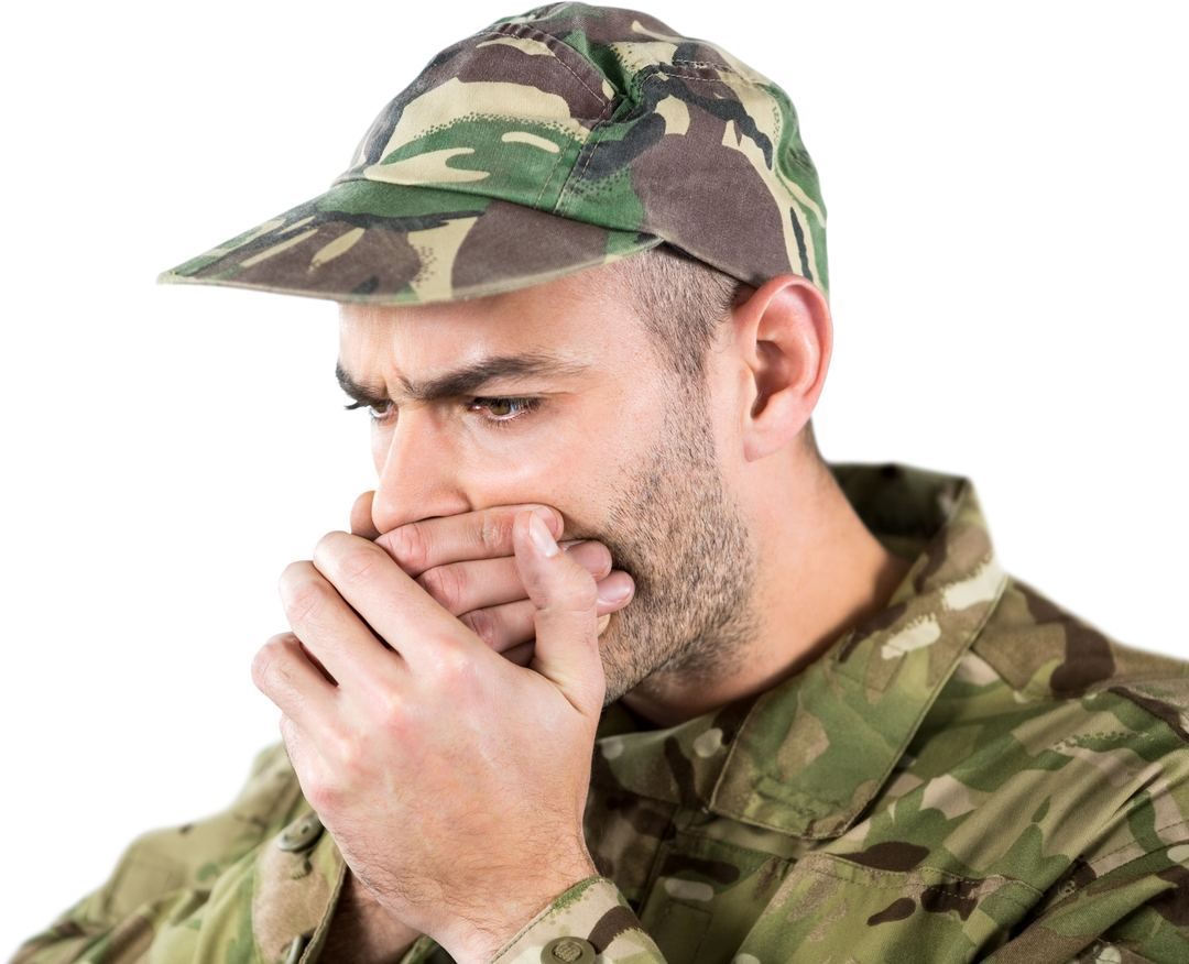 Military Officer Covering Mouth in Thought Transparent PNG - Download Free Stock Images Pikwizard.com