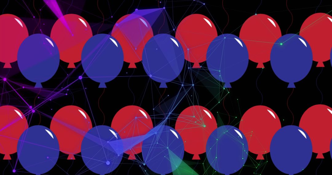 Digital Communication Network with Red and Blue Balloons
