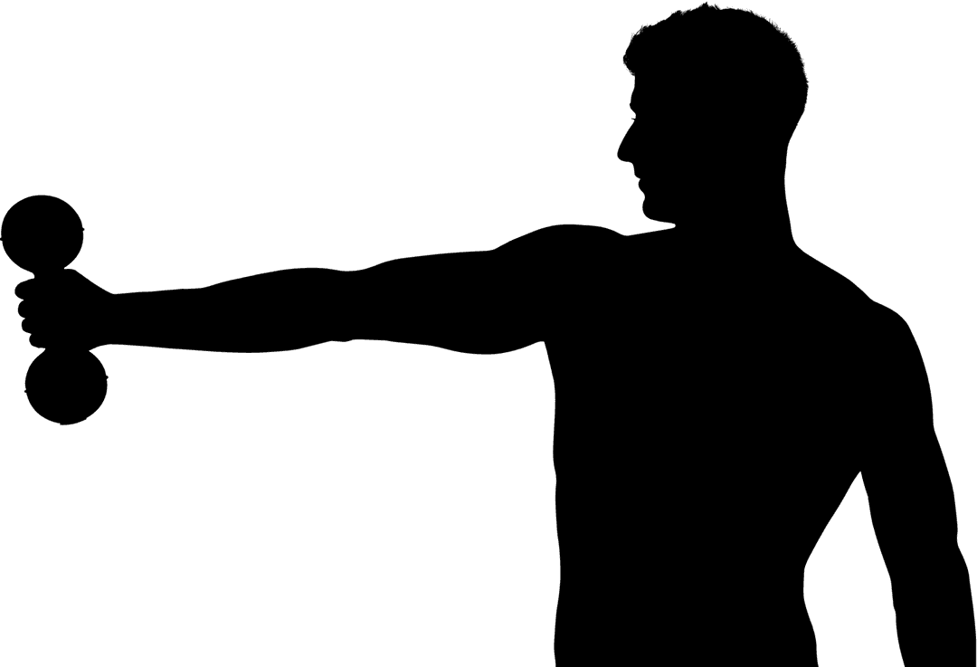 Transparent Silhouette Man Lifting Dumbbell Icon