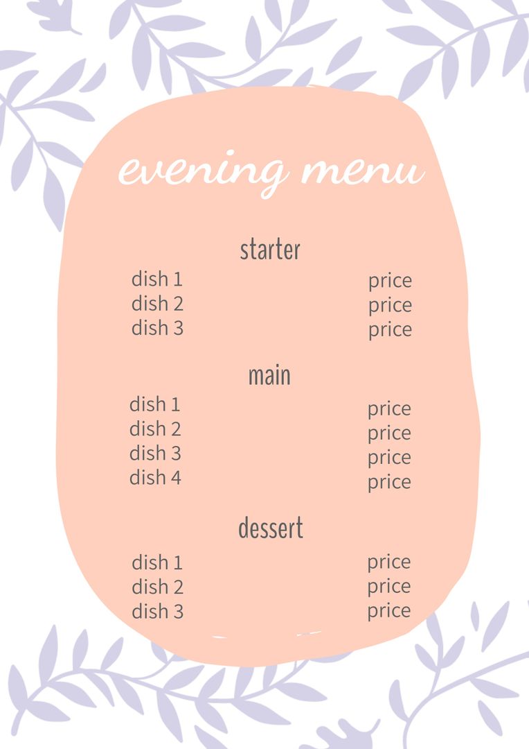 Elegant Floral Design Menu Template for Weddings and Fine Dining - Download Free Stock Templates Pikwizard.com