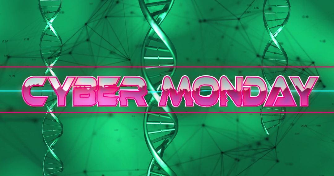 Futuristic Cyber Monday with DNA Helices Background