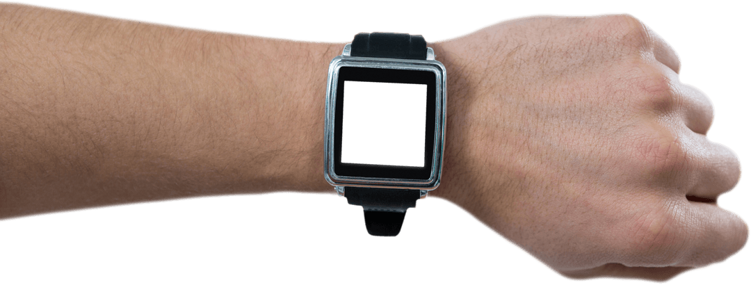 Transparent Smart Watch on Wrist Isolated on White