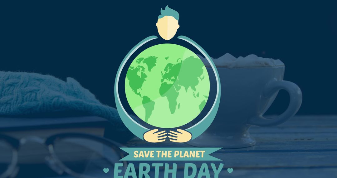 Earth Day Concept with Coffee and Digital Interface