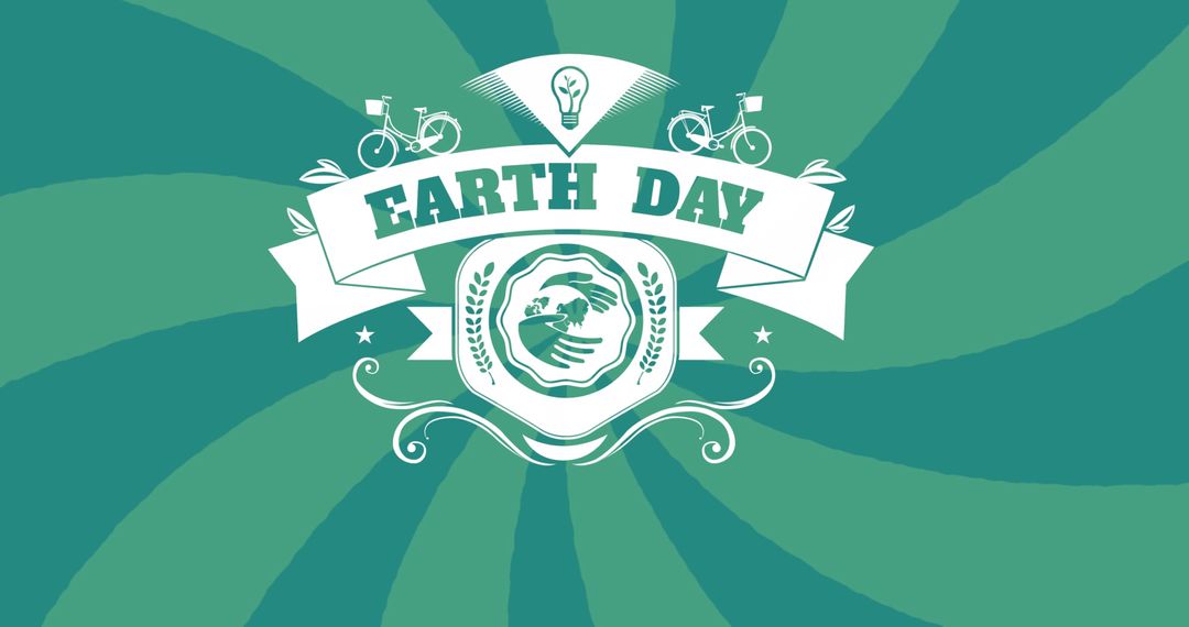 Earth Day Banner with Eco-Friendly Elements on Green Background
