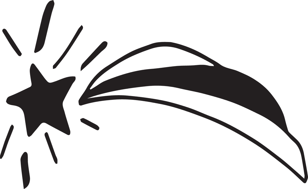 Shooting Star Outline on Transparent Background Illustrates Fantasy Concept