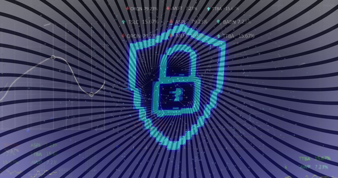Digital Padlock Over Data Graphics Representing Cybersecurity