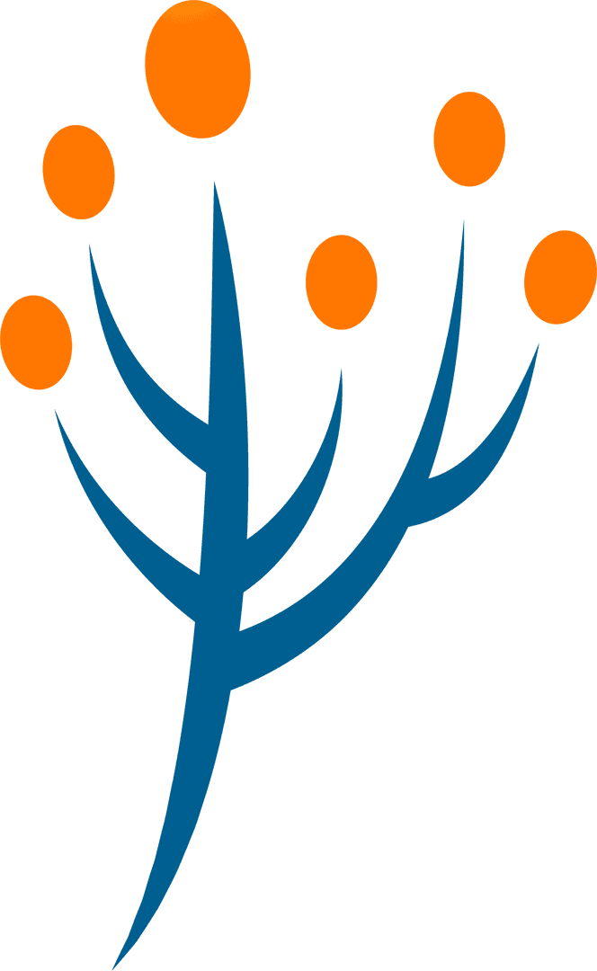 Minimalist Geometric Network with Blue Branches on Transparent Background