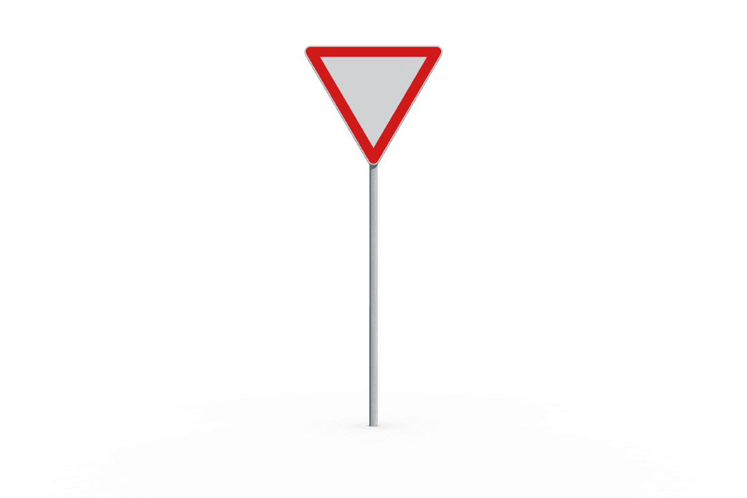 Yield Sign on Transparent Background for Digital Design