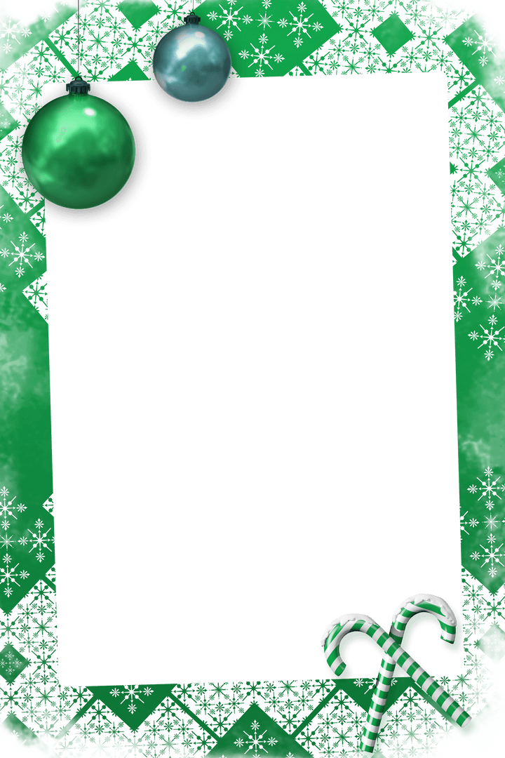 Transparent Christmas Green Frame with Decorations