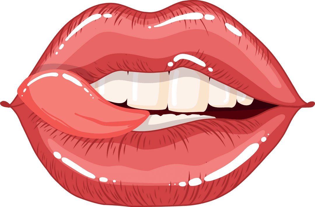 Glossy Pink 3D Cartoon Lips with Curling Tongue Illustrating Stylish Expression