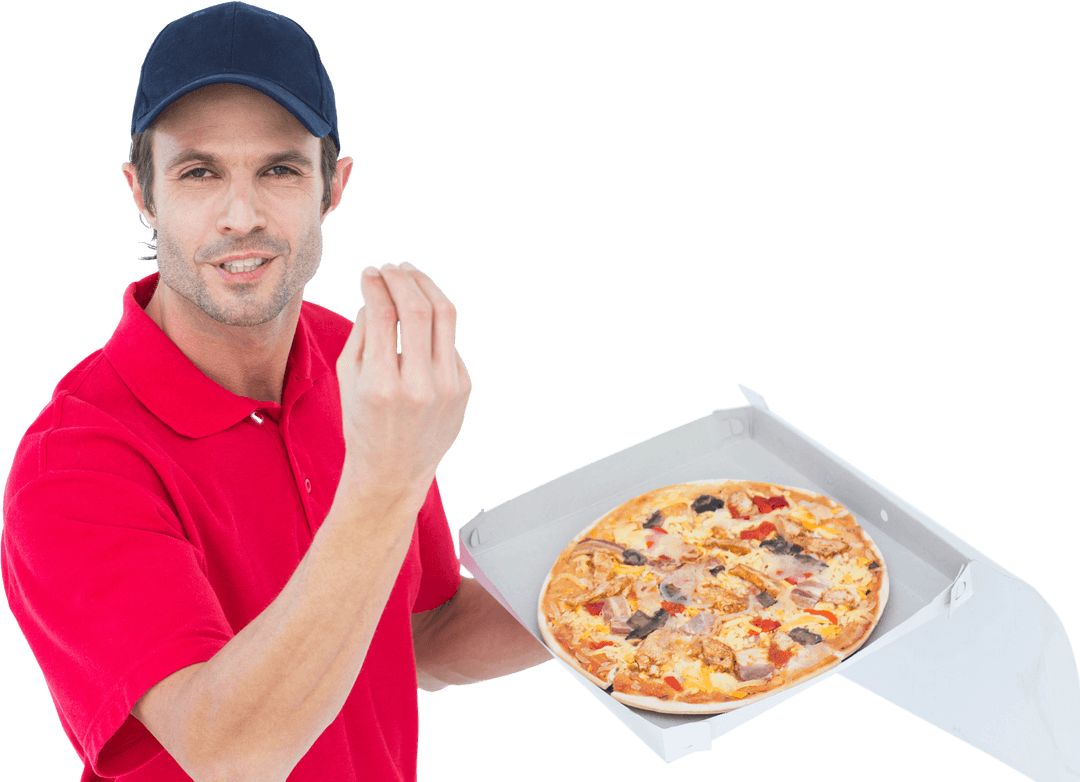 Transparent Italian Gesture Pizza Delivery Concept