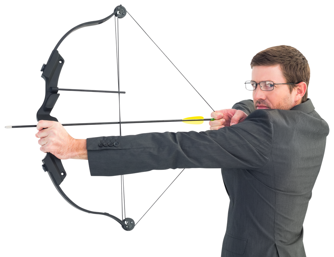 Transparent Businessman Shooting Bow Showing Precision and Aim - Download Free Stock Images Pikwizard.com