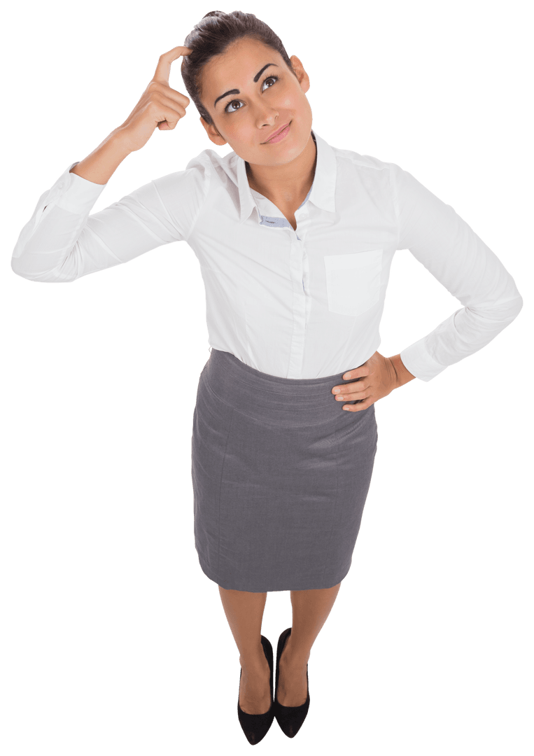 Thoughtful Biracial Businesswoman Esteemed Decision Making Transparent