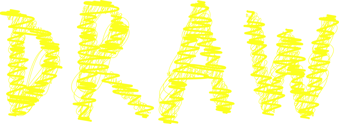 Doodle Style Yellow 'Draw' Word on Transparent Background
