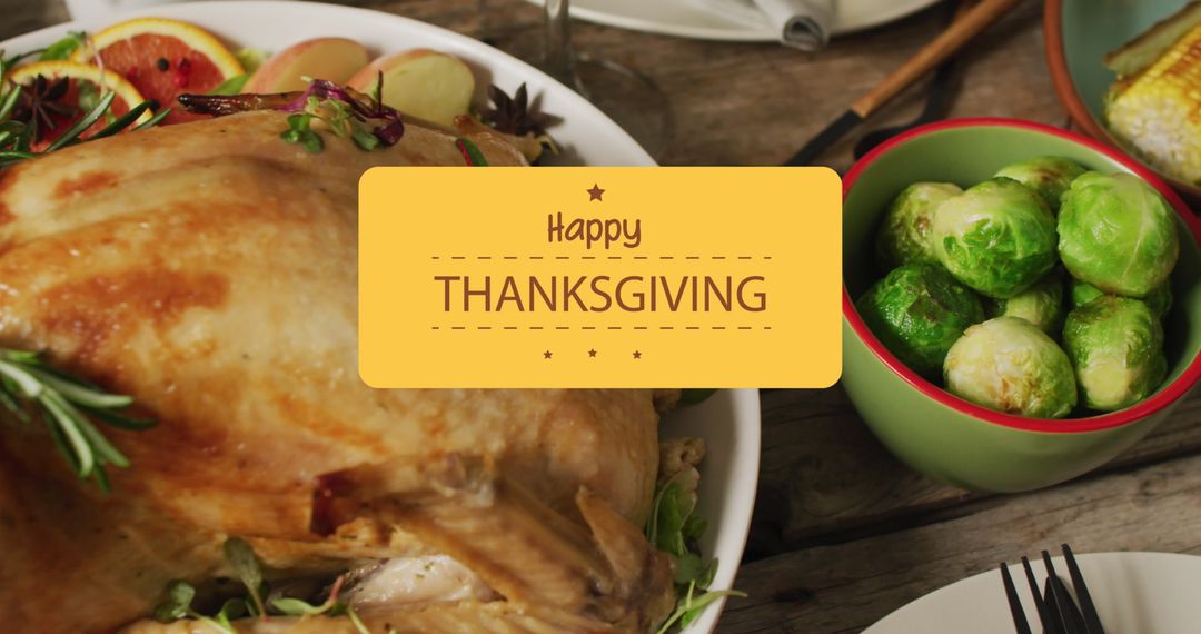 Thanksgiving Dinner Table with Traditional Turkey and Vegetables