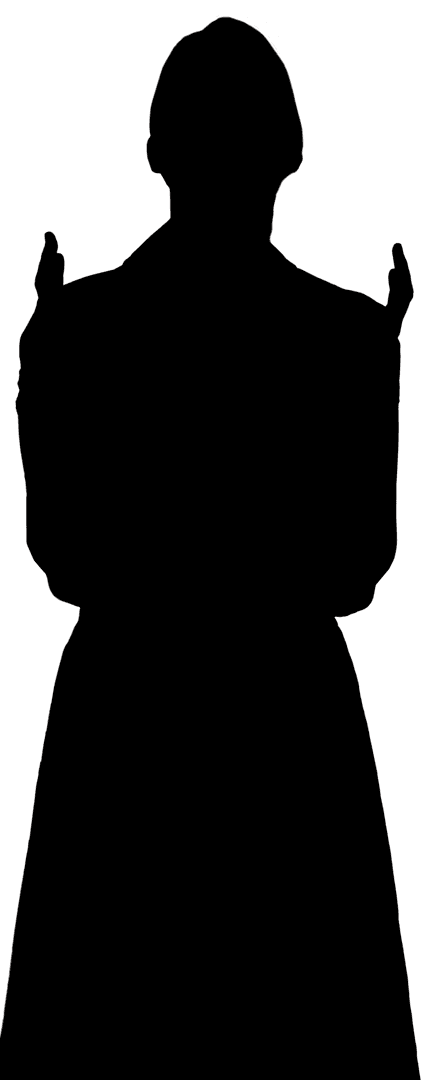 Silhouette of Woman Gesturing with Hands on Transparent Background