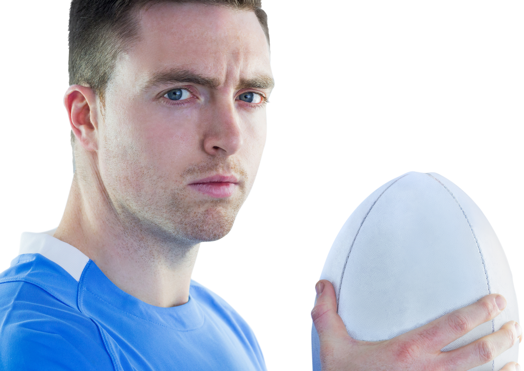 Determined Rugby Player Holding and Gazing at Ball on Transparent Background - Download Free Stock Images Pikwizard.com