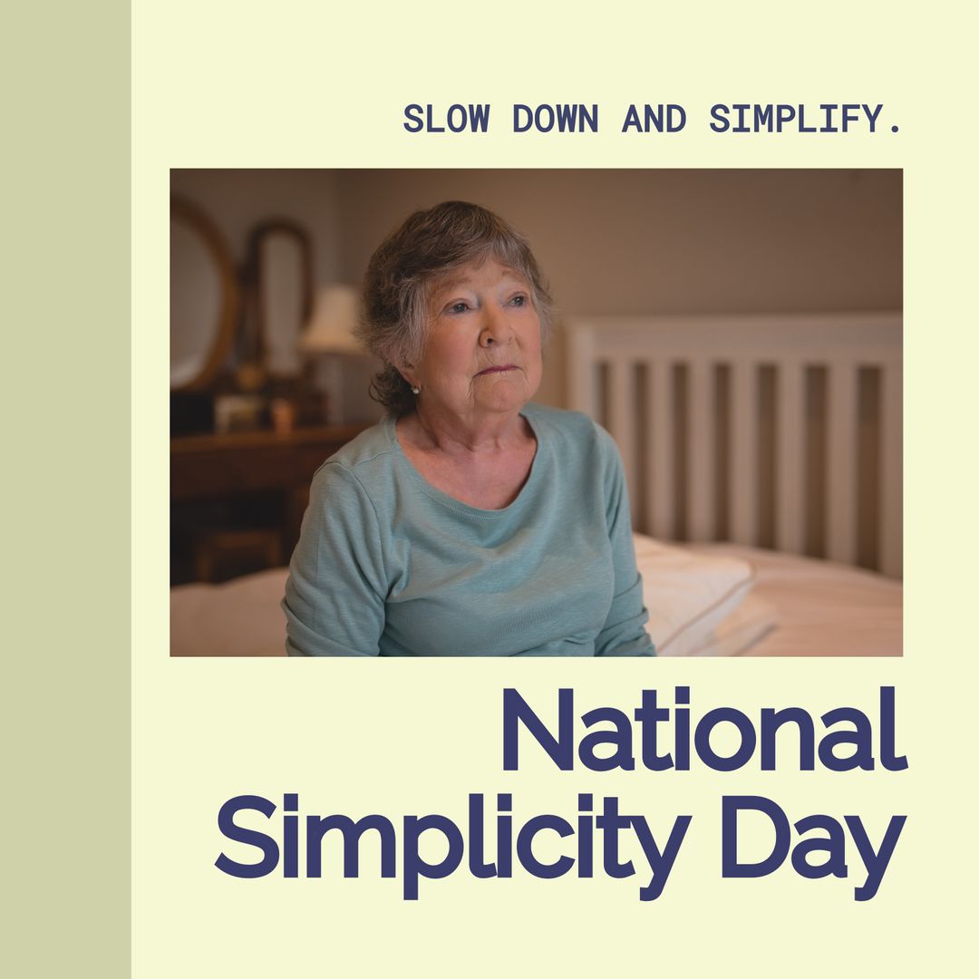 Senior Woman Reflecting for National Simplicity Day Celebration