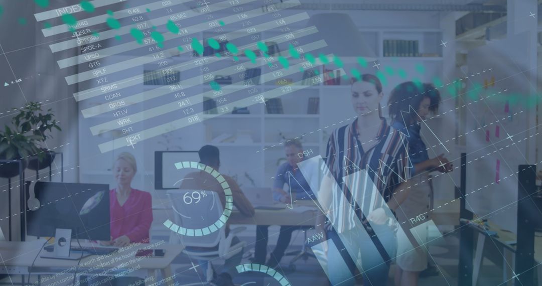 Business Professionals Analyzing Digital Graphs in Office