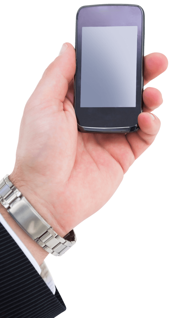 Transparent Hand Holding Smartphone Business Concept