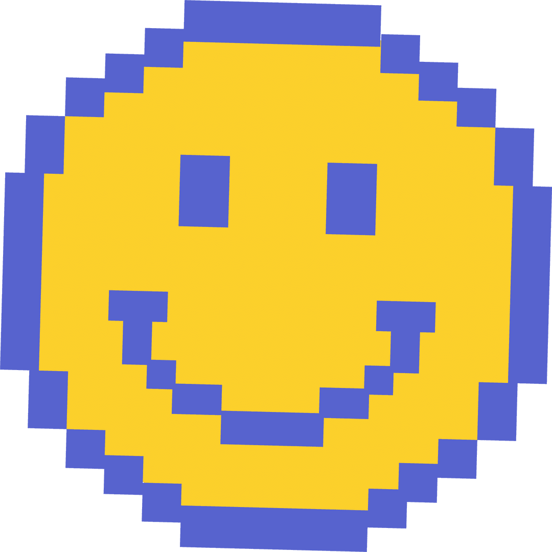 Pixel Art Smiling Face on Transparent Background