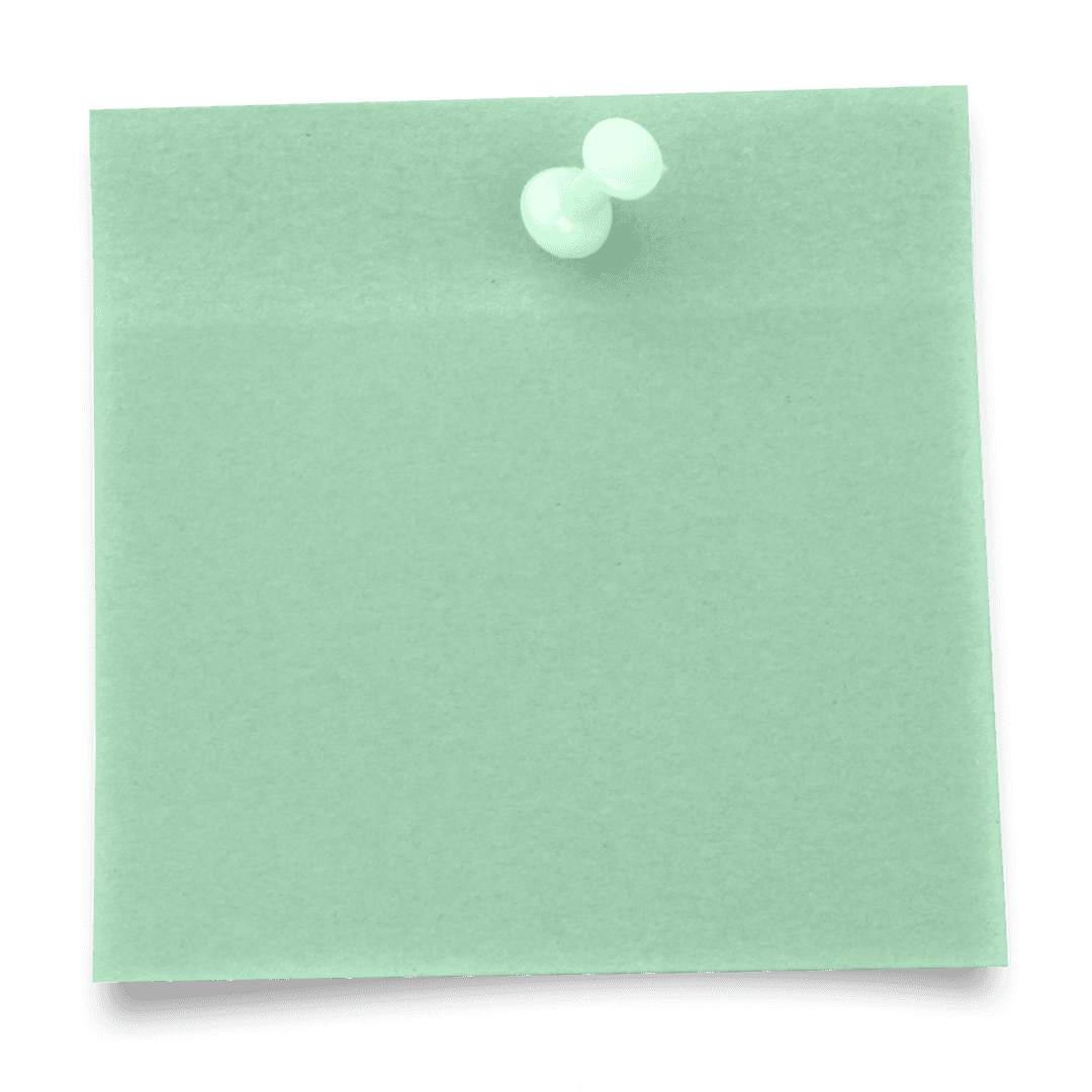 Blank Transparent Green Sticky Note with Thumbtack Pin