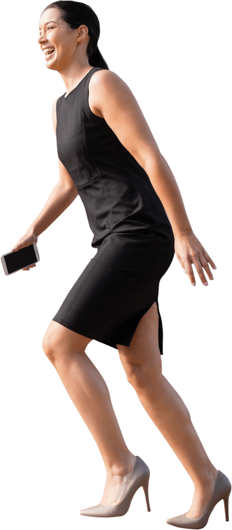 Empowered Businesswoman Running with Transparent Background