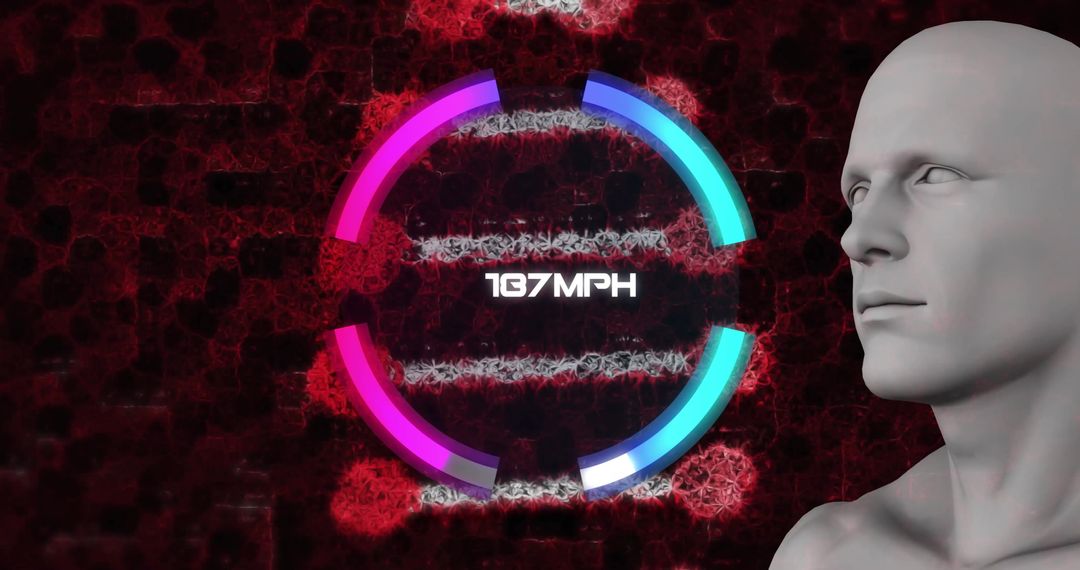 Digital Interface Speedometer over DNA Strand with Futuristic Avatar