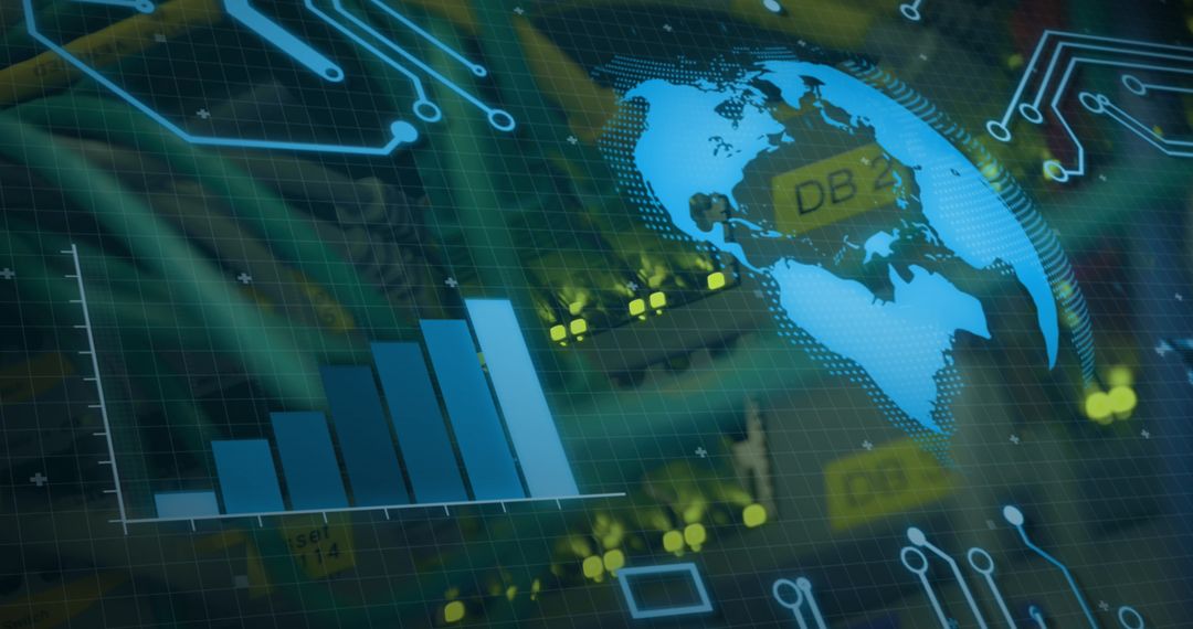 Digital World Map with Statistics for Global Business Analysis